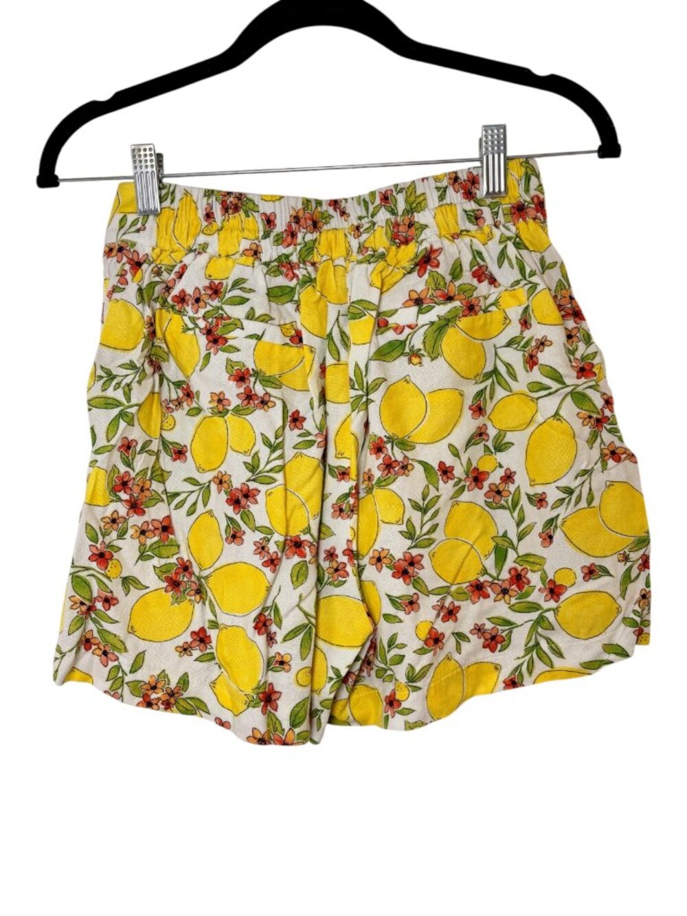 Monteau Los Angeles Yellow Lemon Floral Linen Blend Shorts Cottagecore Small - Picture 2 of 7